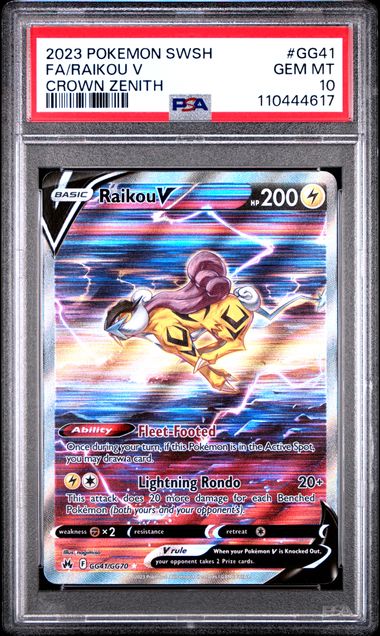FlipMystic — Raikou V Pokemon Crown Zenith Galarian Gallery #GG41/GG70 PSA 10 – Official Pokemon TCG Product