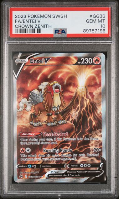 FlipMystic — Entei V Pokemon Crown Zenith Galarian Gallery #GG36/GG70 PSA 10 – Official Pokemon TCG Product