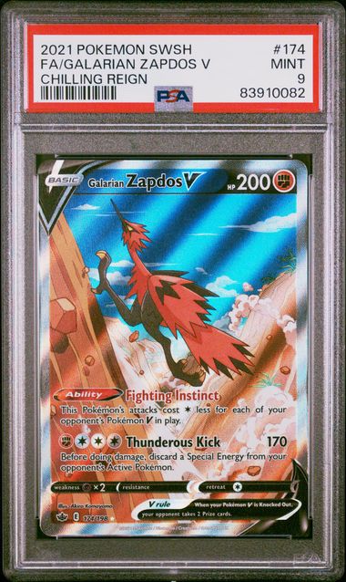 FlipMystic — Galarian Zapdos V Pokemon Chilling Reign Alternate Art #174/198 PSA 9 – Official Pokemon TCG Product