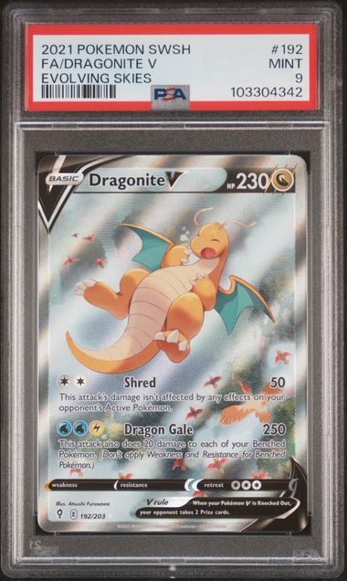 FlipMystic — 2021 Pokemon Sword Shield Dragonite V Evolving Skies Full Art #192 PSA 9 – Official Pokemon TCG Product