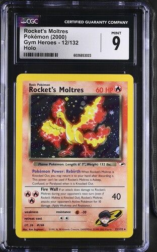 FlipMystic — Rocket's Moltres Pokemon Gym Heroes Holo #12/132 CGC 9 – Official Pokemon TCG Product