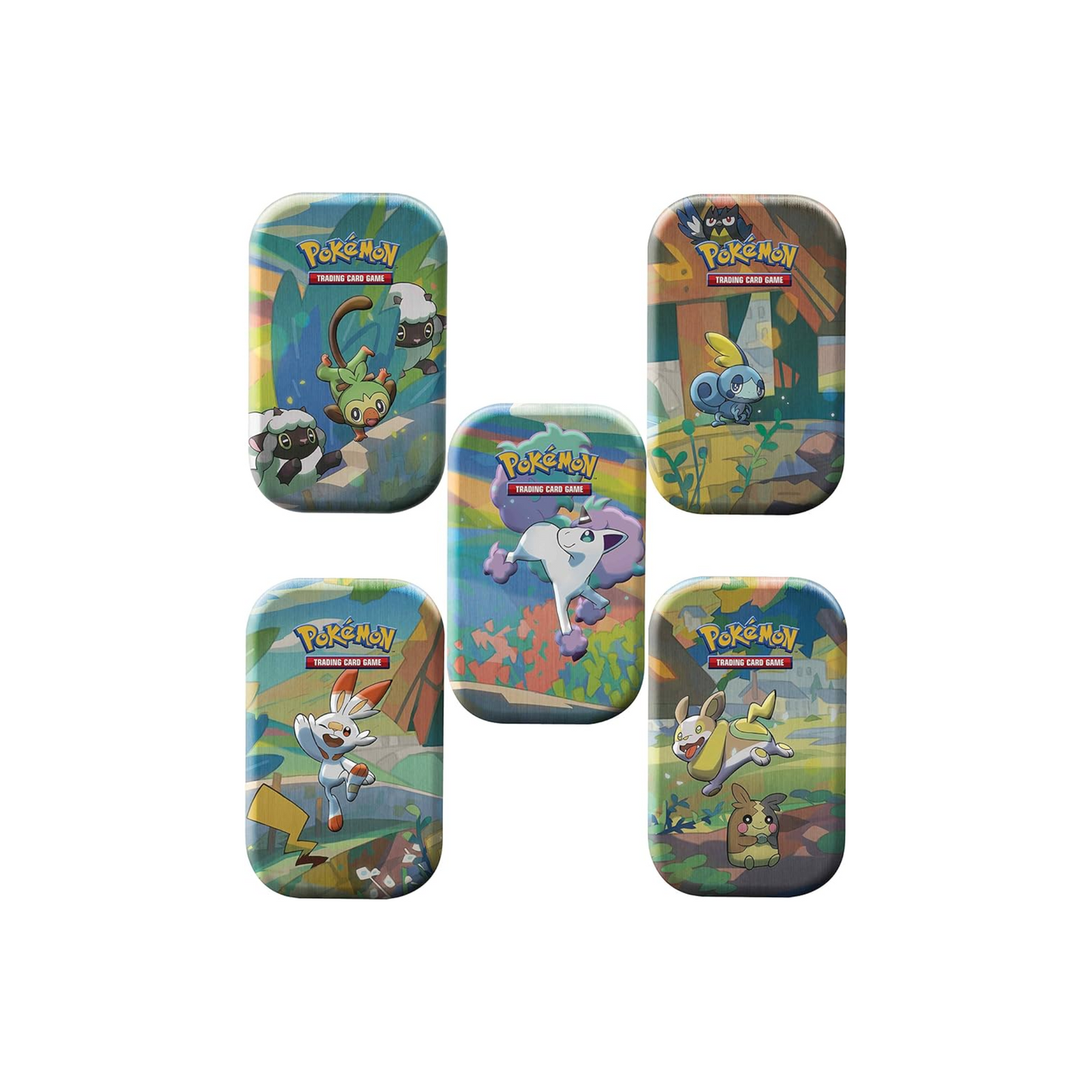 FlipMystic — Pokemon Galar Pals 10 Mini Tin Display – Official Pokemon TCG Product