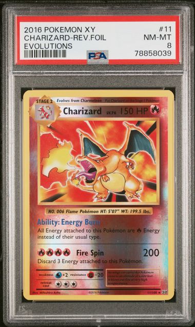 FlipMystic — Charizard 2016 Pokemon XY Evolutions Reverse Holo #11/108 PSA 8 – Official Pokemon TCG Product