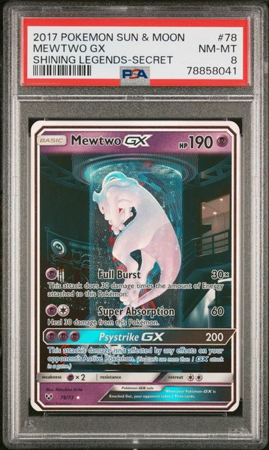 FlipMystic — Mewtwo GX Pokemon Shining Legends Secret Rare #78/73 PSA 8 (Test Tube) – Official Pokemon TCG Product