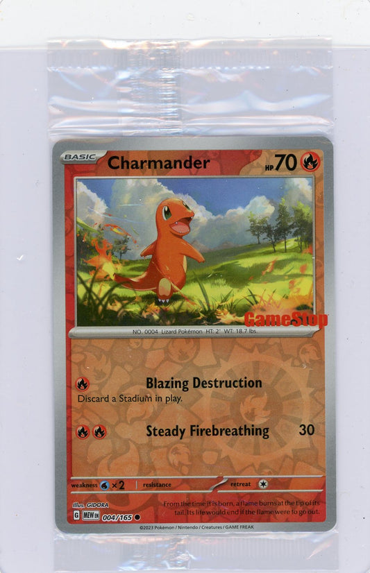 FlipMystic — Charmander Pokemon Reverse Holofoil (GameStop Exclusive) Sealed #006/165 – Official Pokemon TCG Product