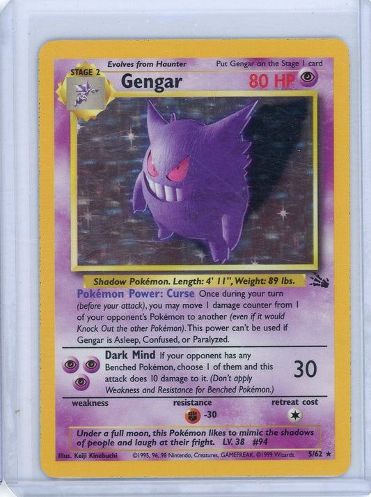 FlipMystic — Gengar 1999 Pokemon Fossil rare holo #5/62 – Official Pokemon TCG Product