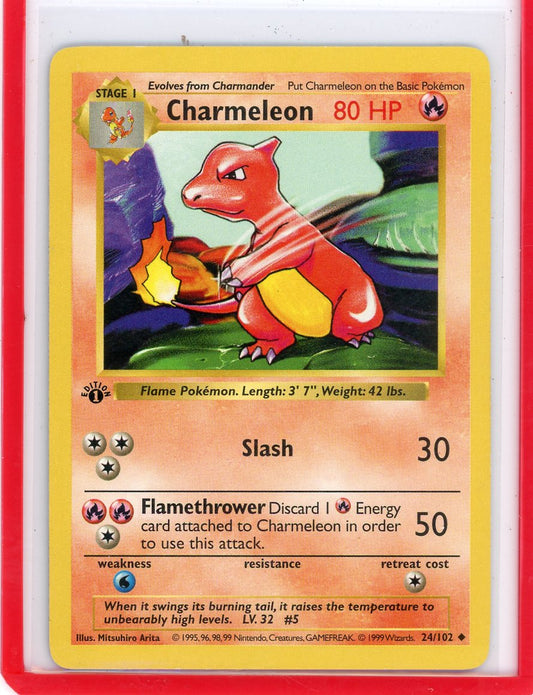FlipMystic — Charmeleon 1999 Pokemon Base Set 1st Edition Shadowless non holo 24/102 – Official Pokemon TCG Product