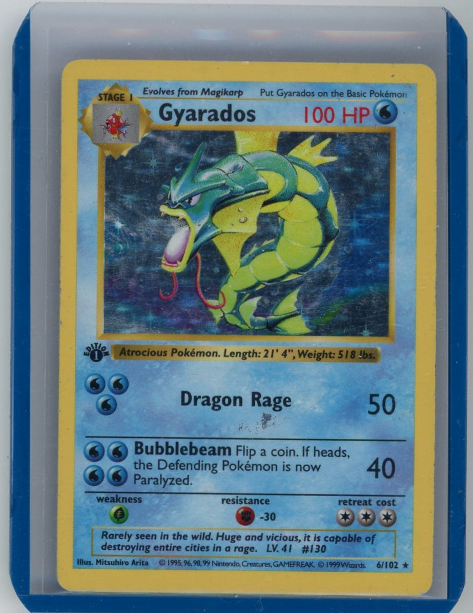 FlipMystic — Gyarados 1999 Pokemon Base Set 1st Edition Holo #6/102 – Official Pokemon TCG Product