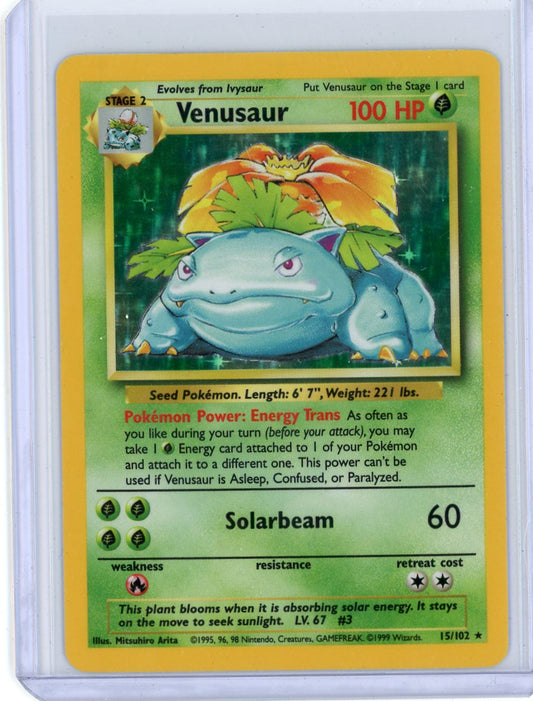 FlipMystic — Venusaur Pokemon Base Set Holo #15/102 – Official Pokemon TCG Product