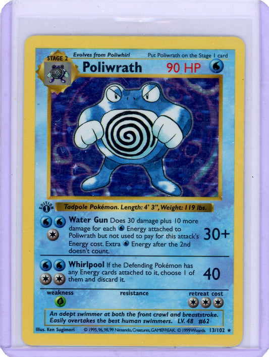 FlipMystic — Poliwrath 1999 Pokemon Base Set 1st Edition Holo #13/102 – Official Pokemon TCG Product