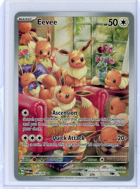 FlipMystic — Eevee Pokemon Twilight Masquerade Illustration Rare #188/167 – Official Pokemon TCG Product
