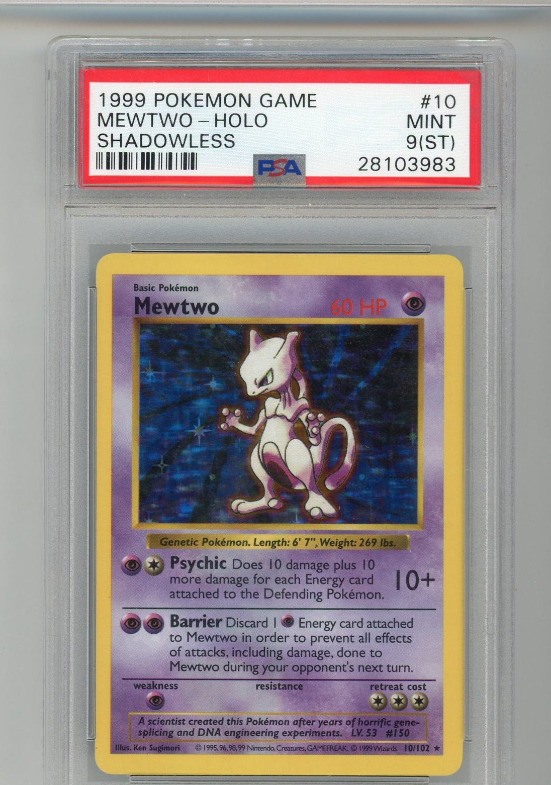 FlipMystic — Mewtwo 1999 Pokemon Game Shadowless Holo PSA 9 (ST) – Official Pokemon TCG Product