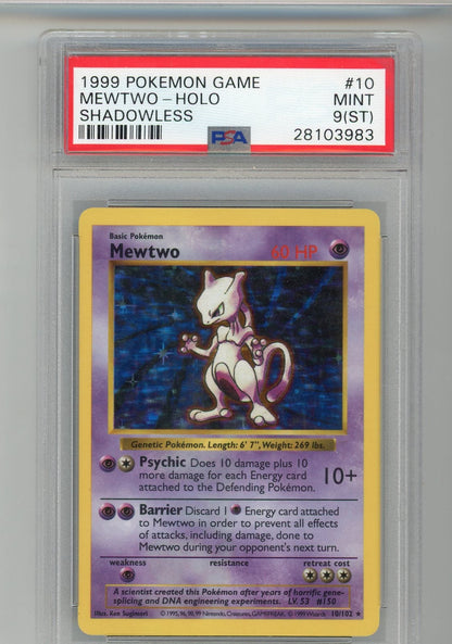 FlipMystic — Mewtwo 1999 Pokemon Game Shadowless Holo PSA 9 (ST) – Official Pokemon TCG Product