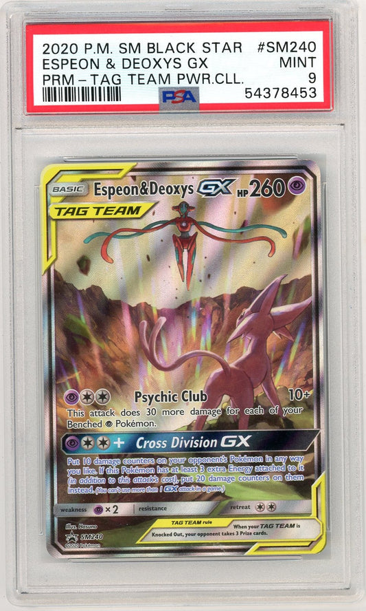 FlipMystic — Espeon & Deoxys GX Pokemon Black Star Promo #SM240 PSA 9 – Official Pokemon TCG Product