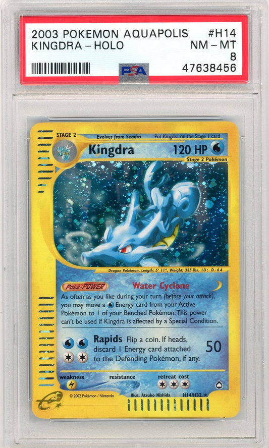 FlipMystic — Kingdra 2003 Pokemon Aquapolis Holo #H14/H32 PSA 8 – Official Pokemon TCG Product