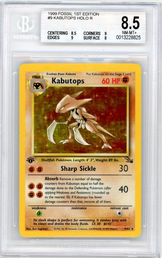 FlipMystic — Kabutops Pokemon Fossil 1st Edition Holo #9/62 BGS 8.5 – Official Pokemon TCG Product