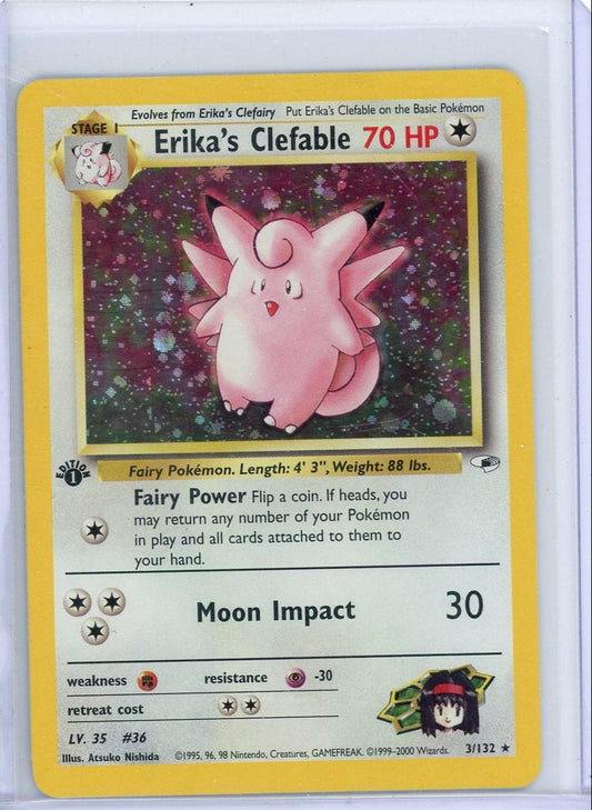 FlipMystic — Erika's Clefable Pokemon Gym Heroes 1st Edition Holo #3/132 – Official Pokemon TCG Product