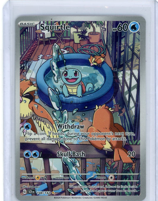 FlipMystic — Squirtle Pokemon Stellar Crown Illustration Rare #148/142 – Official Pokemon TCG Product