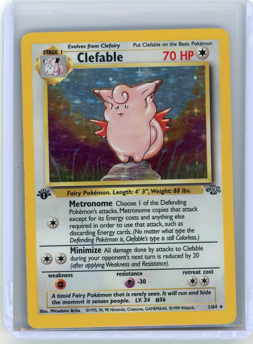 FlipMystic — Clefable 1999 Pokemon Jungle 1st Edition rare holo 1/64 – Official Pokemon TCG Product