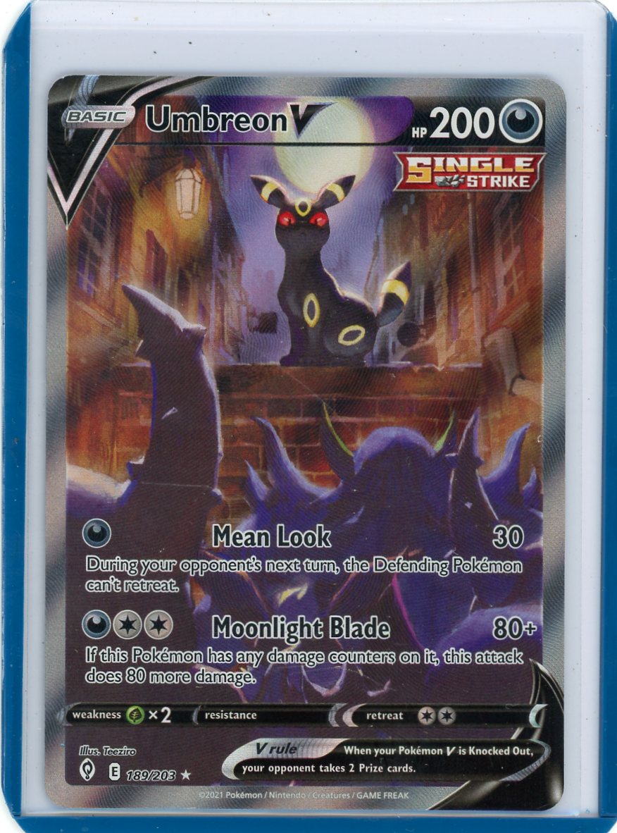 FlipMystic — Umbreon V Pokemon Evolving Skies Illustration Rare holo 189/203 (LP/MP) – Official Pokemon TCG Product