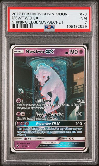FlipMystic — Mewtwo GX Pokemon Shining Legends Secret Rare #78/73 PSA 7 – Official Pokemon TCG Product